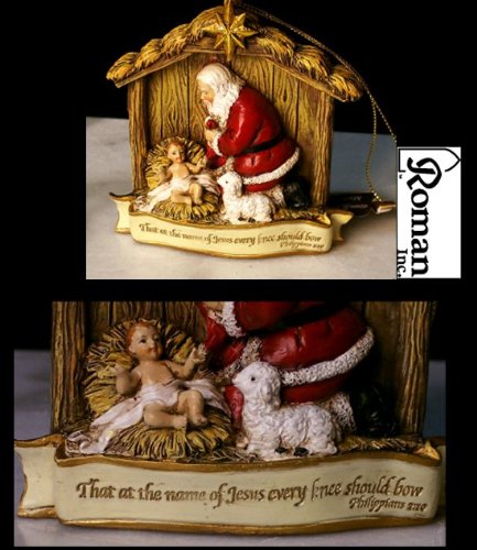 Joseph Studio The Kneeling Santa With Baby Jesus Christmas Ornament - The Country Christmas Loft