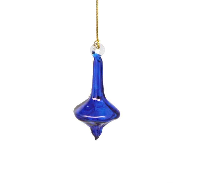 Blown Glass Teardrop Ornament - Cobalt - Low Bulge