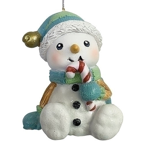 Snowman Eating a Candy Cane - Ornament - The Country Christmas Loft