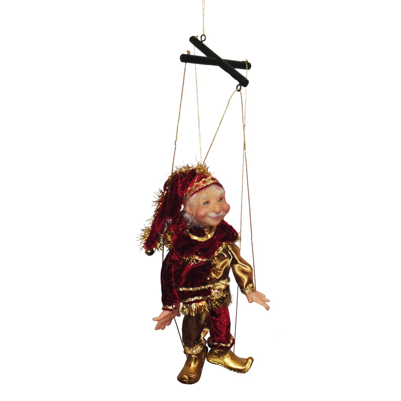 Jacqueline Kent Mini Marionette Ornament - Red and Gold - The Country Christmas Loft