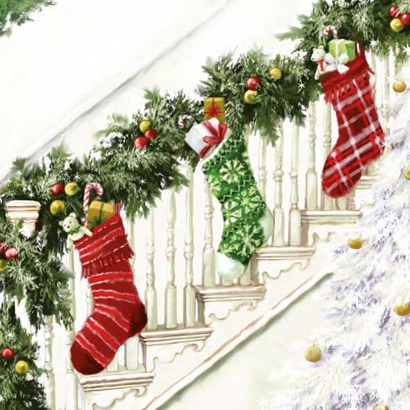 Paper Lunch Napkin - Stockings - The Country Christmas Loft