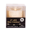 4" Battery Operated Flicker Flame White Candle With Fairy Lights - The Country Christmas Loft