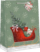Traditional Large Christmas Gift Bag - Christmas Sleigh - The Country Christmas Loft