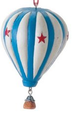 Hot Air Balloon Ornament - Blue/White - The Country Christmas Loft