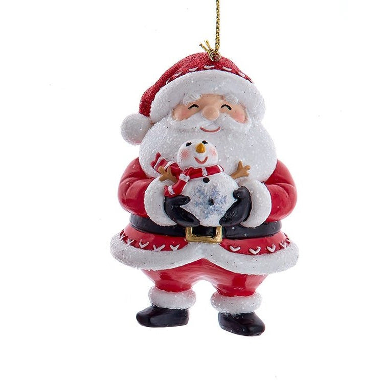Jovial Santa Ornament with Snowman - The Country Christmas Loft