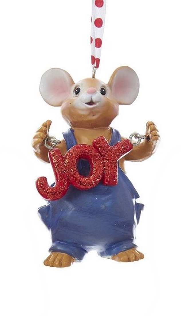 Mouse in Overalls Ornament - Joy