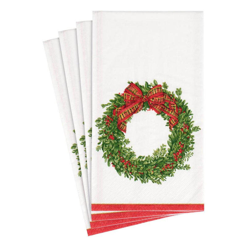 Boxwood and Berries Wreath Paper Guest Towel Napkins - The Country Christmas Loft