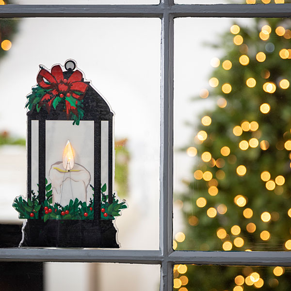 LED Candle Lantern Window Cling - Black - The Country Christmas Loft