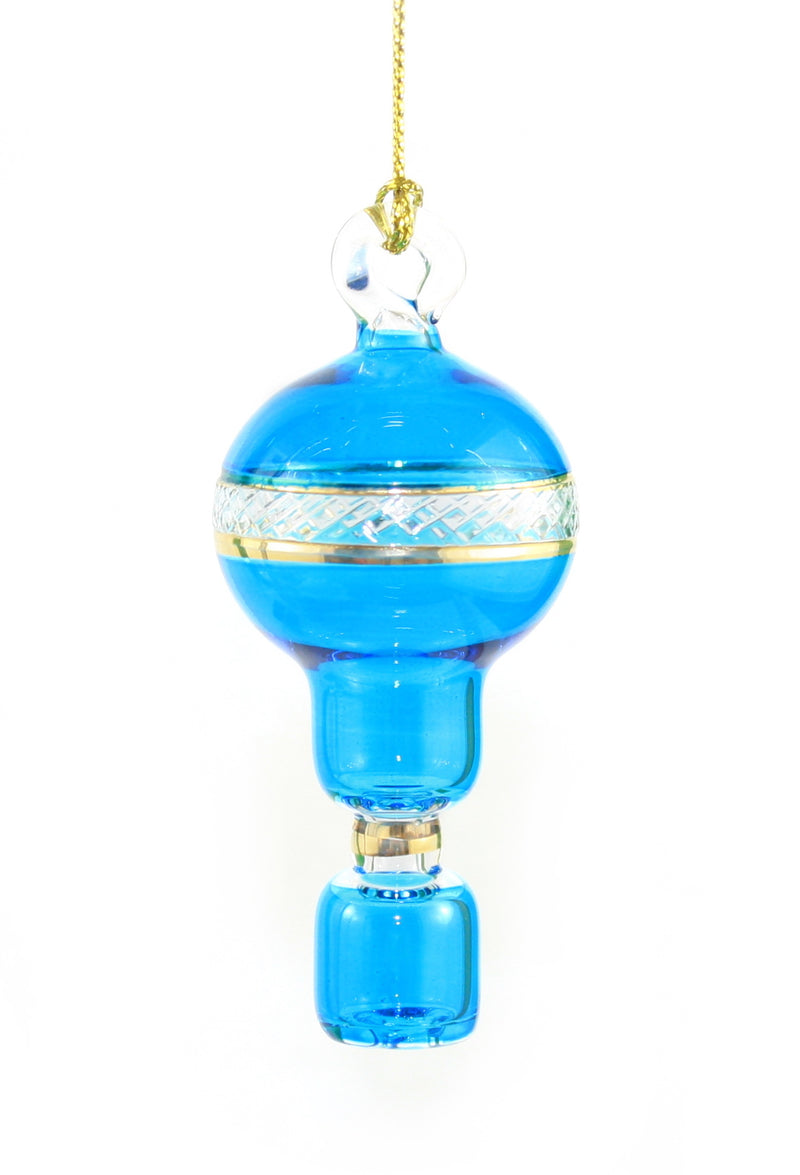 Mini Glass Hot Air Balloon Ornament - Teal