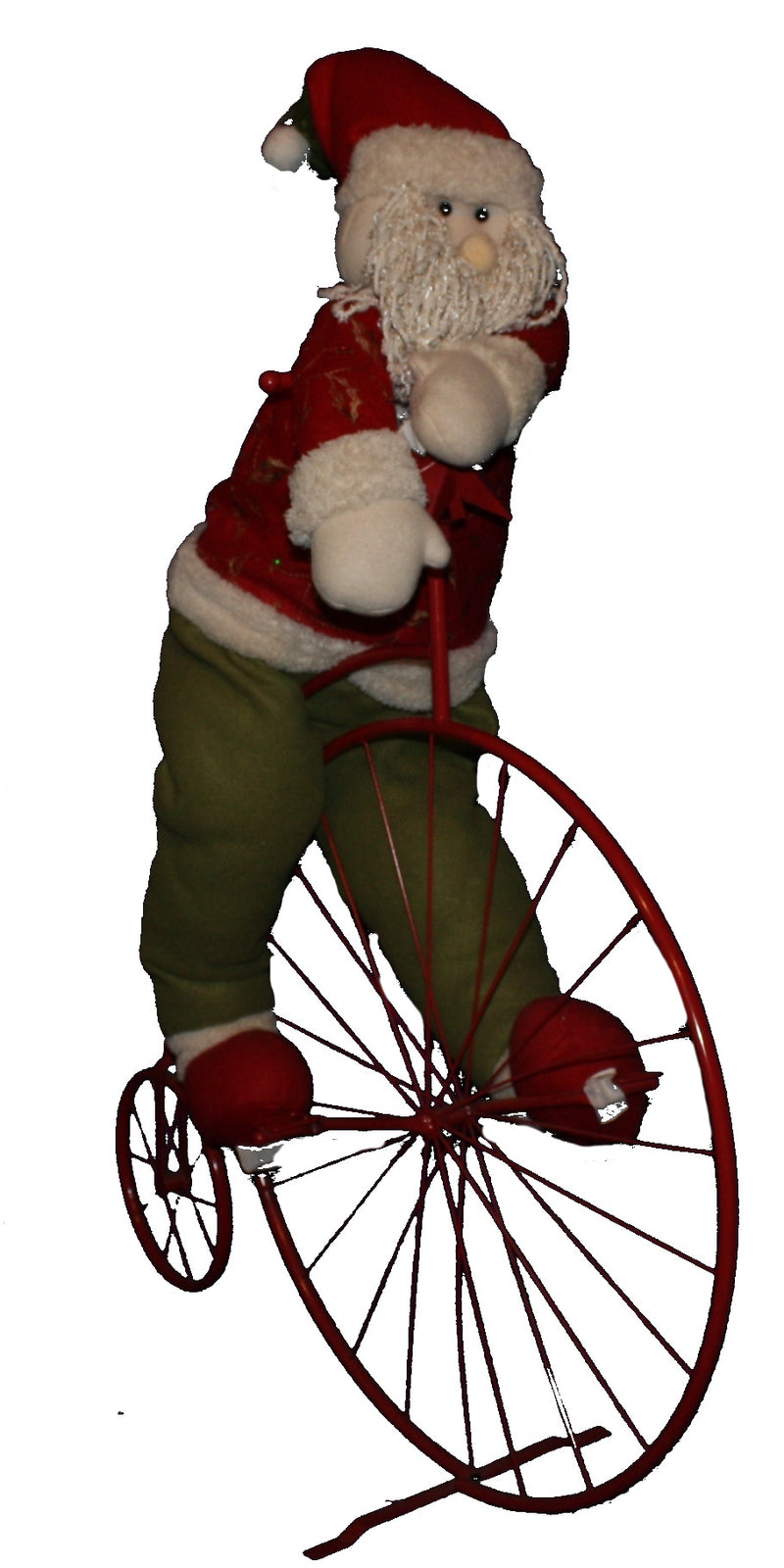 Santa Upon A Red Penny Farthing Style Metal Bike - The Country Christmas Loft