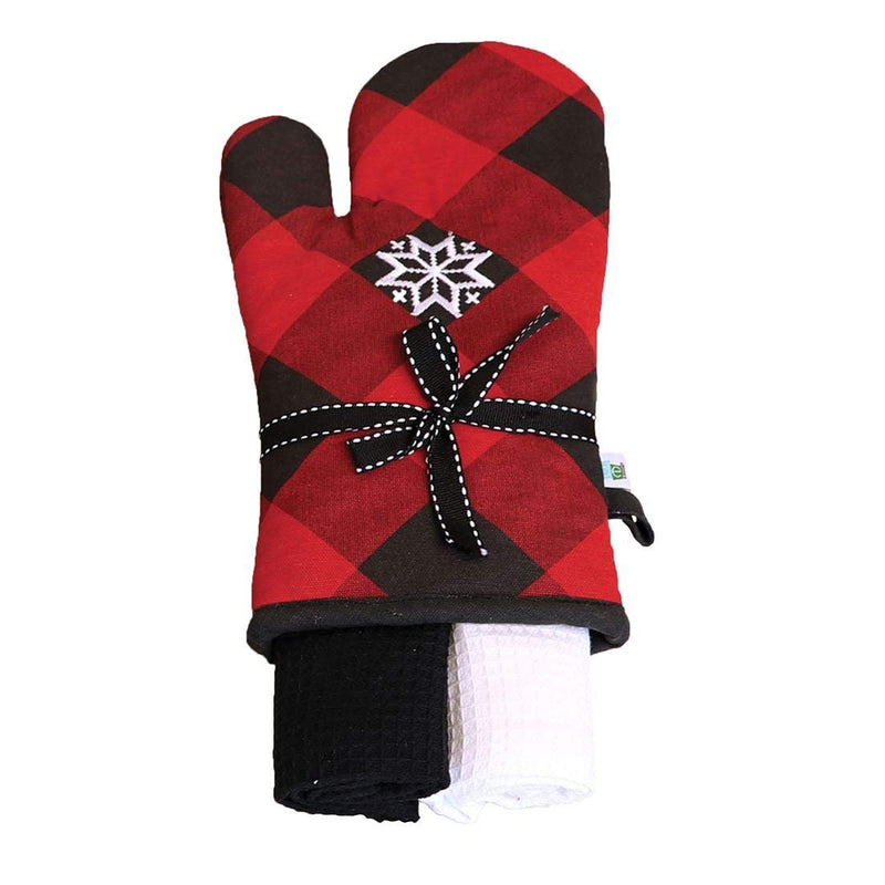 Red Buffalo Plaid Oven Mitt With Towel - The Country Christmas Loft
