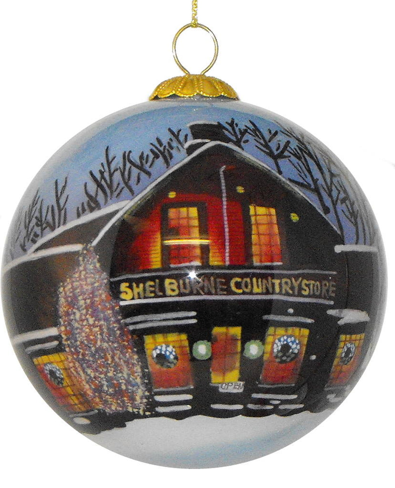 Hand Painted Glass Globe Ornament - Steamship Ticonderoga At The Shelburne Museum - The Country Christmas Loft