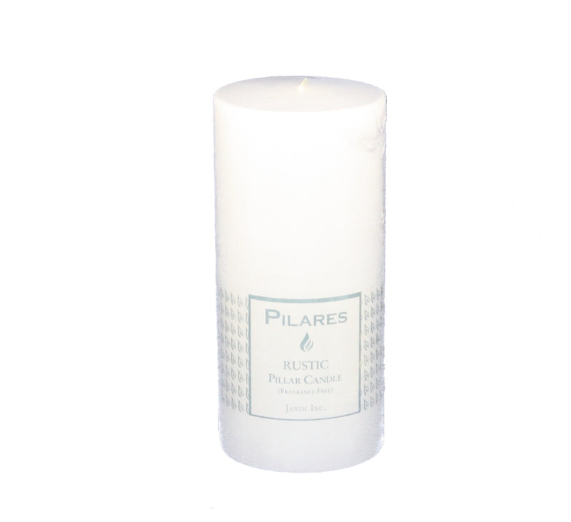 Rustic Pillar Candle - 6 Inch White