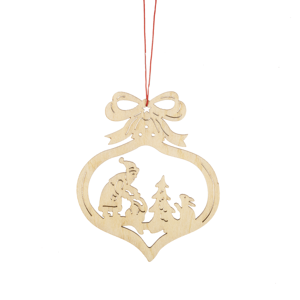 Wooden Holiday Icon Ornament - Ornament Shape - Santa and the Bunny - The Country Christmas Loft