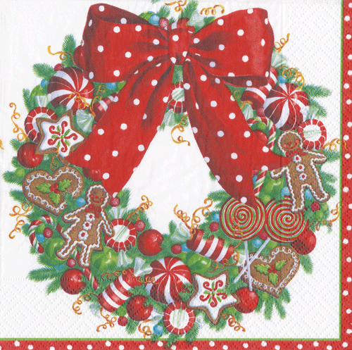 Caspari Candy Wreath Paper Goods - Lunch Napkin - The Country Christmas Loft