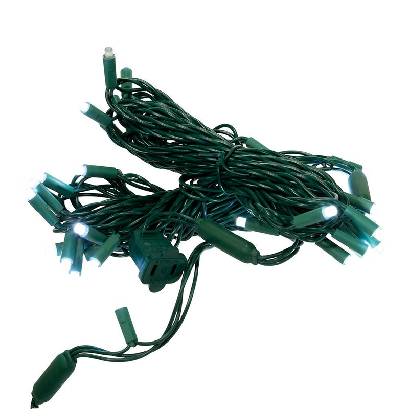 50-Light 5MM Cool White Frosted Twinkle LED Green Wire Light Set - The Country Christmas Loft