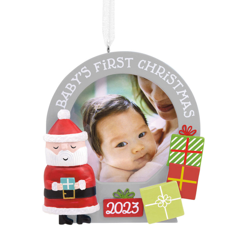 Santa and Presents Baby's First Christmas 2023 Picture Frame Hallmark Ornament