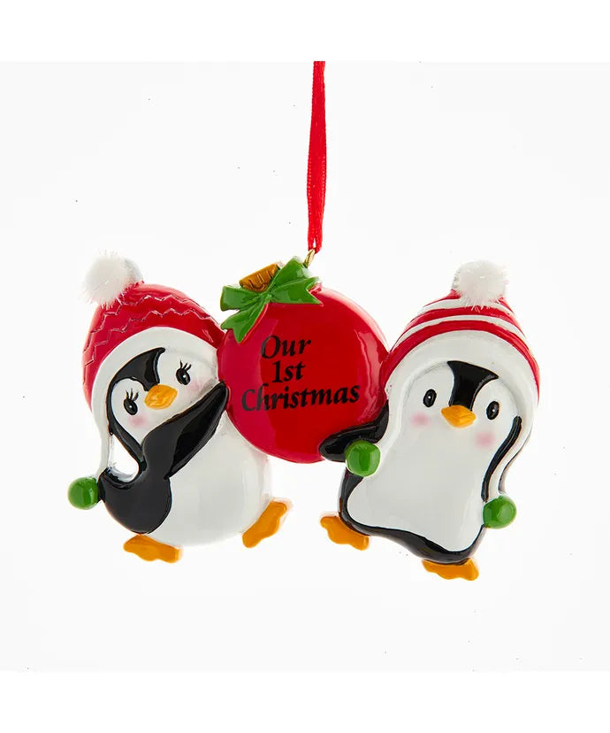 Penguin Couple "Our 1st Christmas" Ornament - The Country Christmas Loft