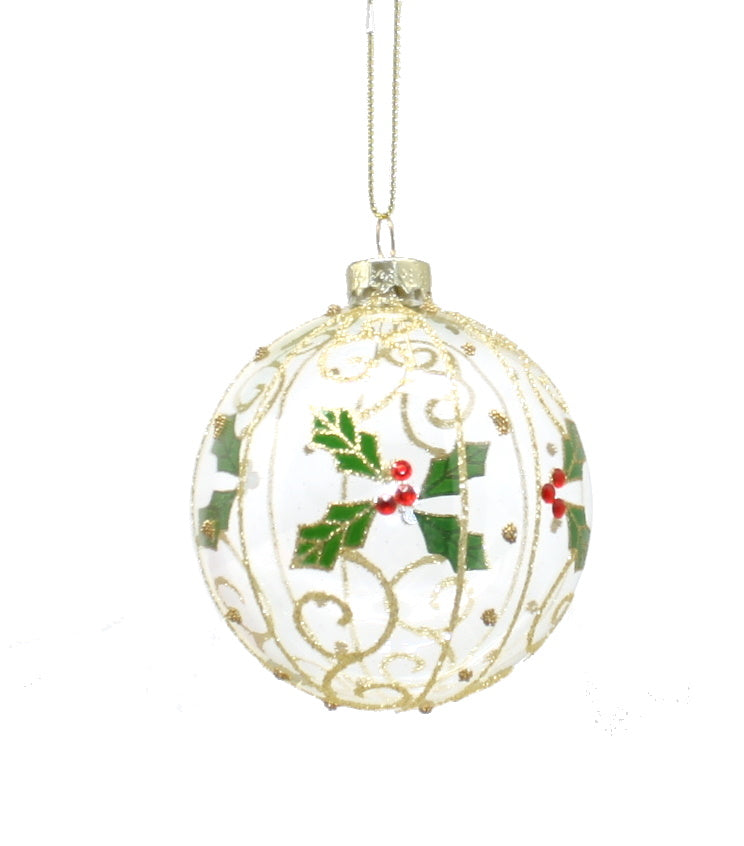 Holly Berry Glass Ornament Ball - The Country Christmas Loft