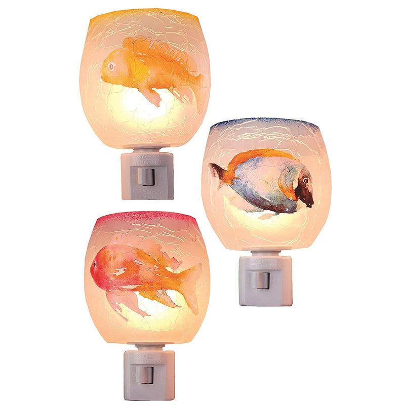 Glass Nightlight - Water Color Fish - - The Country Christmas Loft