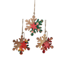 Large Wood Plaid Snowflake Ornament - - The Country Christmas Loft