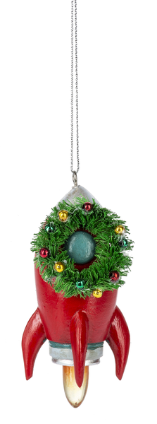 Rocket Ornament -  With Wreath - The Country Christmas Loft