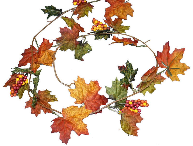 5 Foot Maple Leaves With Berries Garland - The Country Christmas Loft
