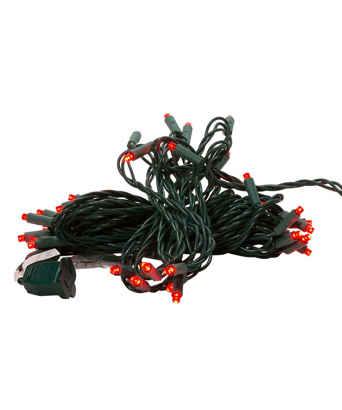 50-Light 5mm Red LED Green Wire Light Set - The Country Christmas Loft