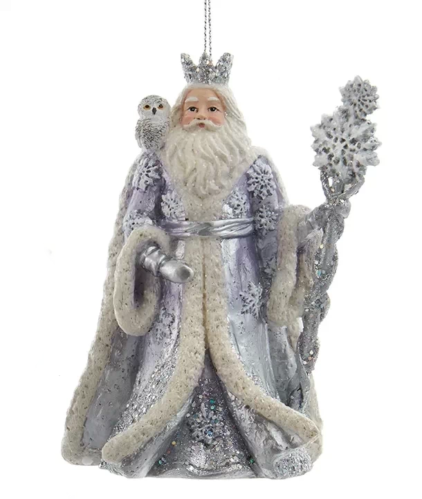 Lavender Blue and Silver Santa With Owl - The Country Christmas Loft