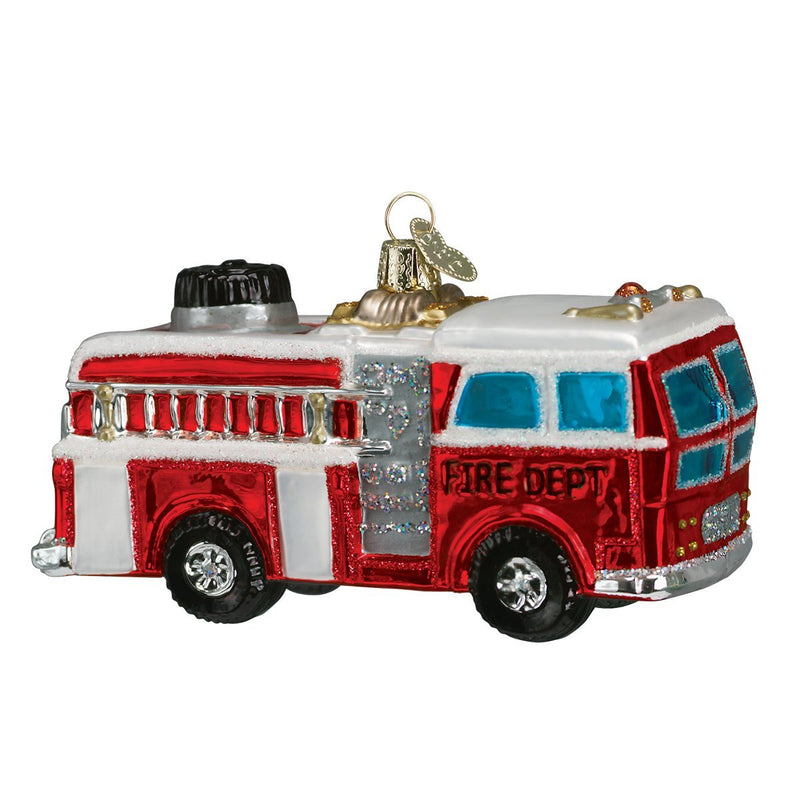 Fire Truck Glass Ornament - The Country Christmas Loft