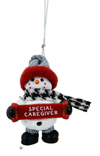 Cozy Snowman Ornament - Special Caregiver - The Country Christmas Loft