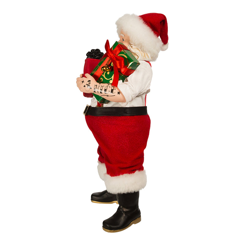 Fabriché Tattoo Santa With Gift Box - The Country Christmas Loft