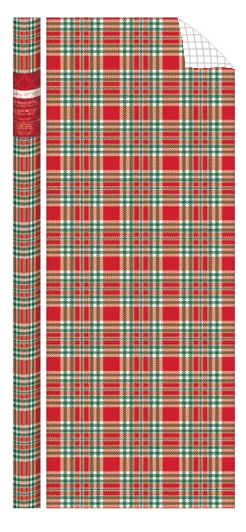 Holiday Plaid Foil Roll Wrap - 30" x 120" - Red - The Country Christmas Loft
