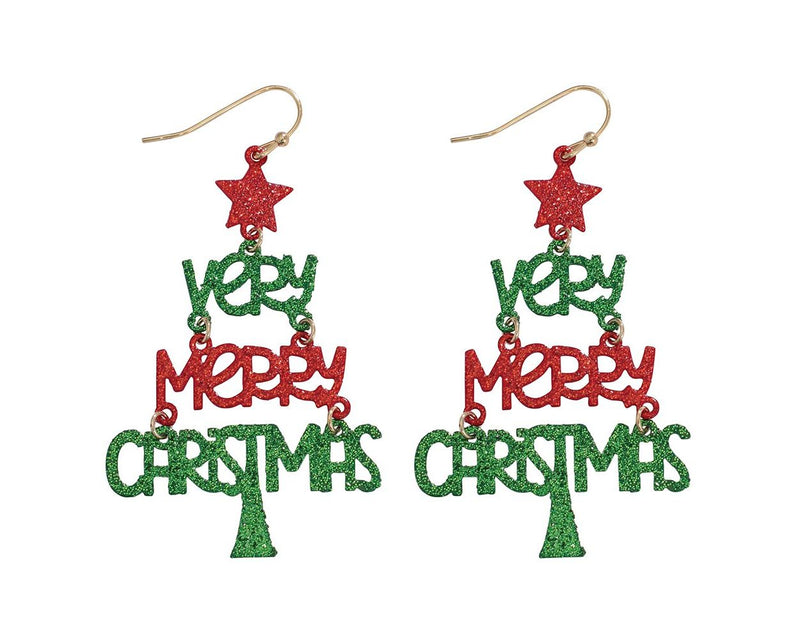 Very Merry Christmas Tree - Earrings