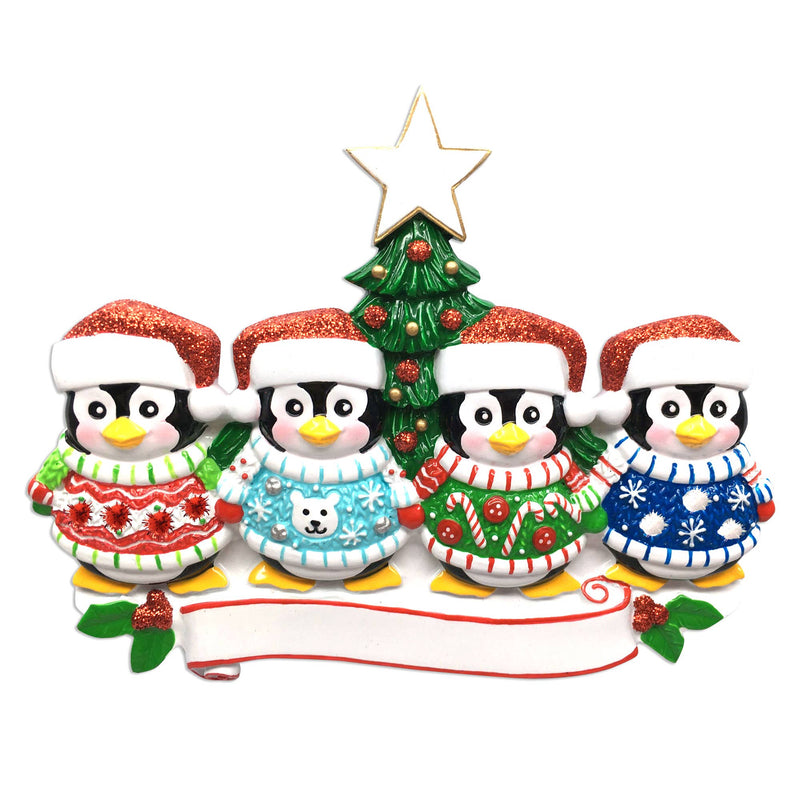 Ugly Sweater Penguin Family of 4 - The Country Christmas Loft
