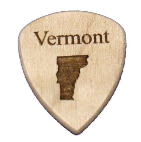 Vermont  Wooden Guitar Pick With State