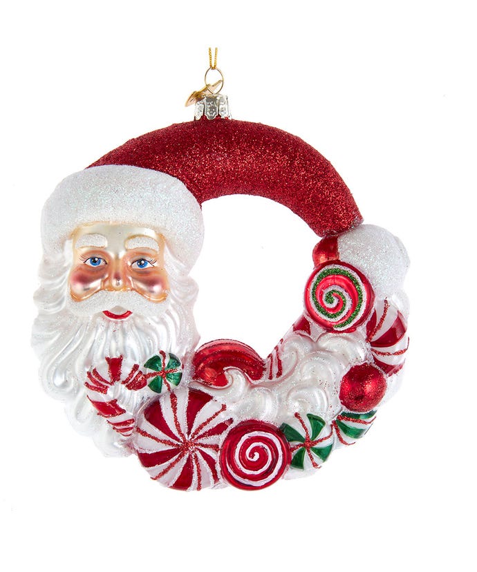Bellissimo Glass Santa Candy Wreath Ornament - The Country Christmas Loft