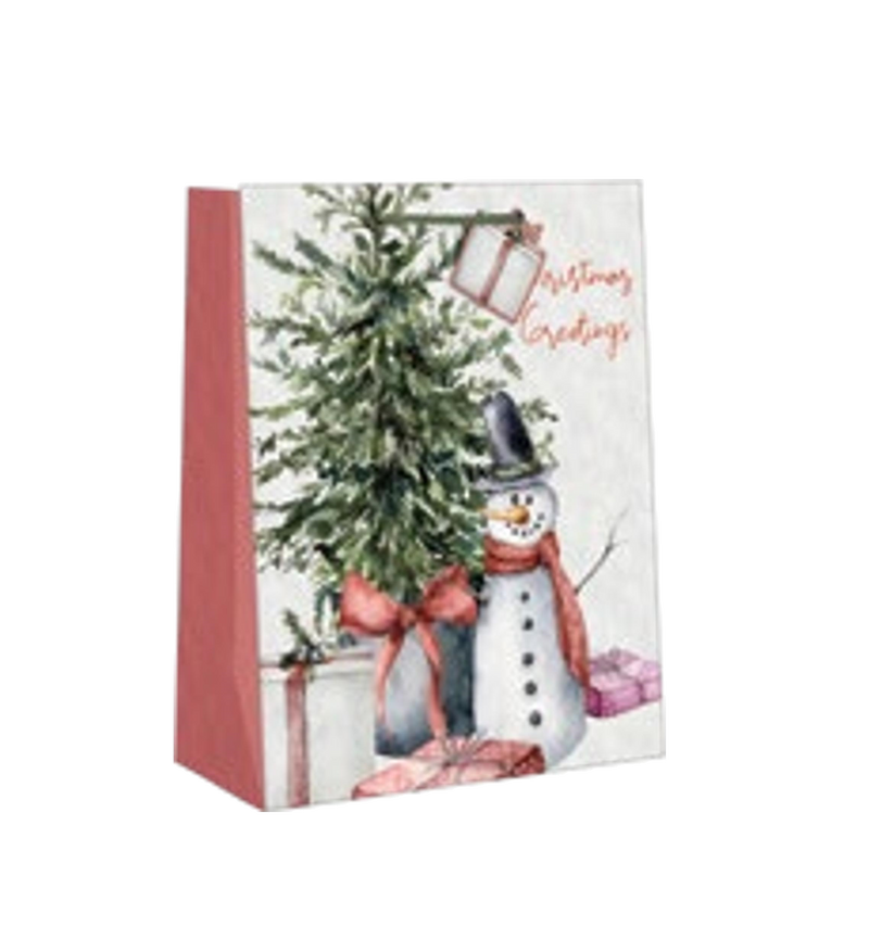 Traditional Small Gift Bag - Season's Greetings Snowman - The Country Christmas Loft