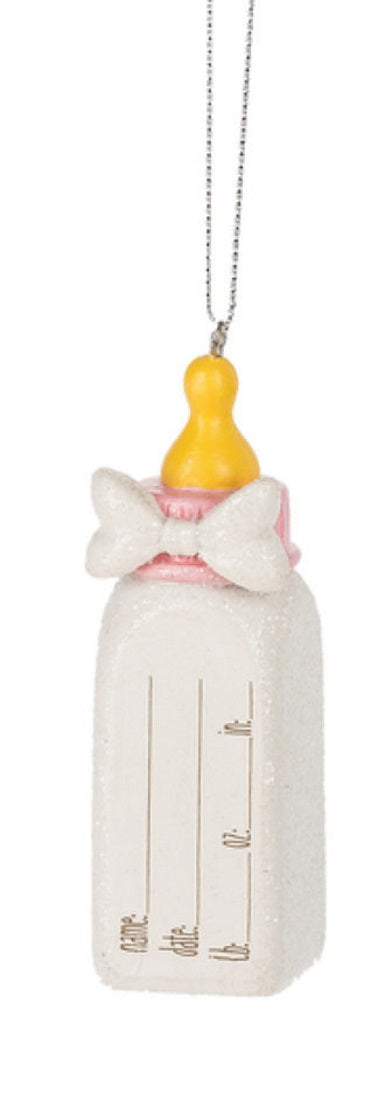 New Baby Bottle Ornament - Pink