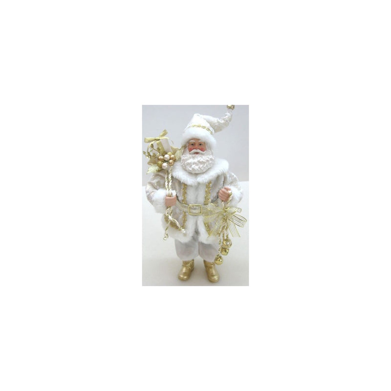 11 Inch Santa Figurine - Woodland White