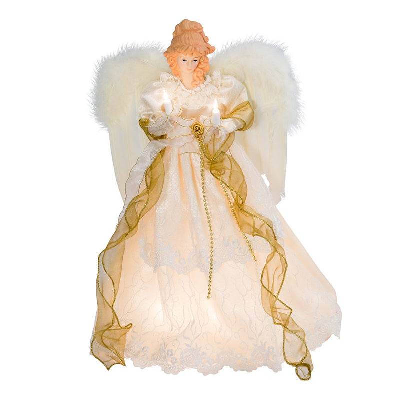 Ivory and Gold Angel Lighted Treetop - The Country Christmas Loft