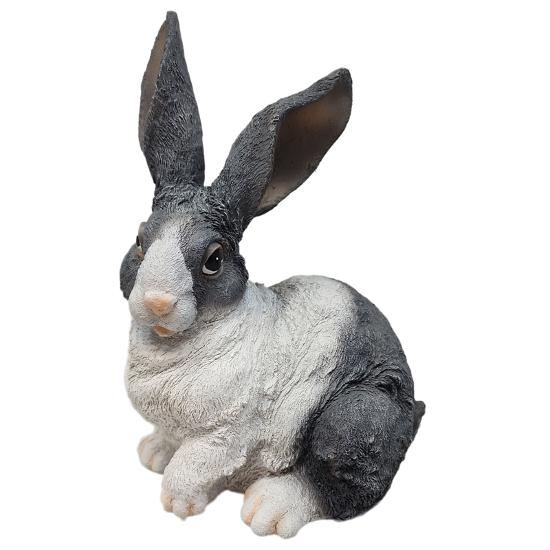 Grey and White Bunny Figurine -