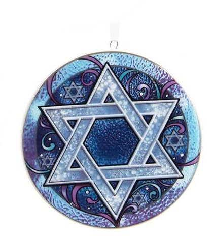 Porcelain Hanukkah Disc Ornament - Star of David - The Country Christmas Loft