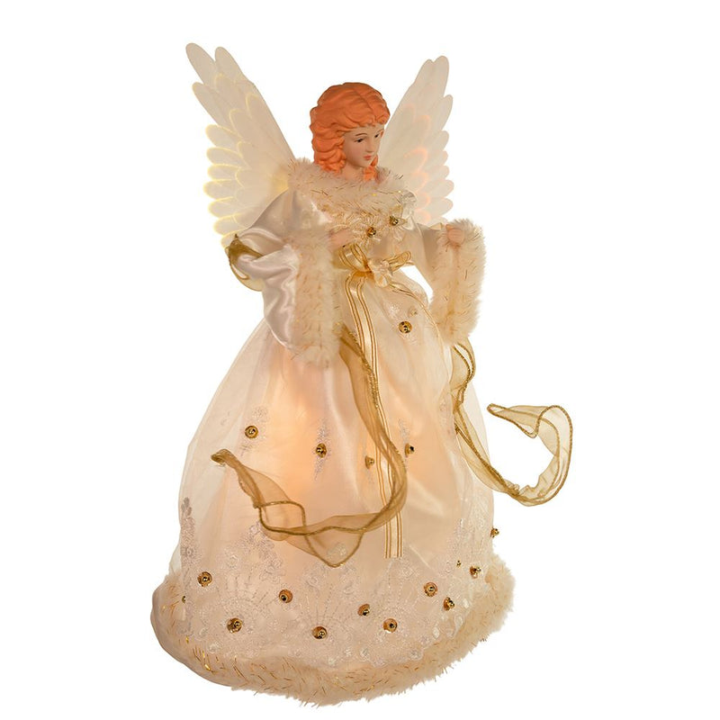 Fiber-Optic Ivory and Gold Animated Angel Lighted Treetop - The Country Christmas Loft