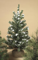 18 Inch Table top Tree in Burlap Base - Snowy Green - The Country Christmas Loft