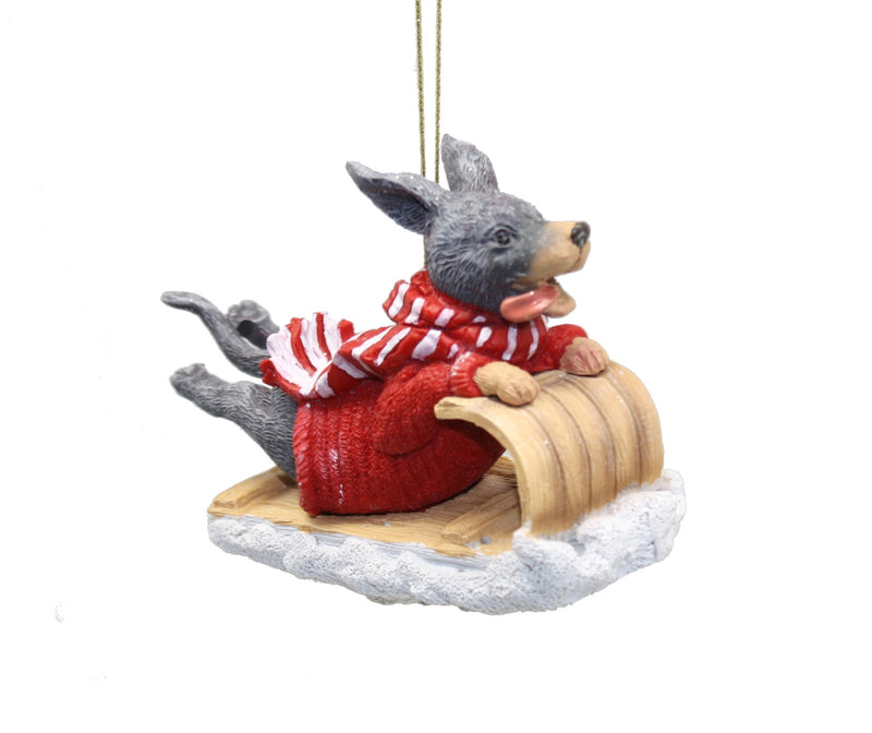 Toboggan Dog Ornament - Laying Down - The Country Christmas Loft