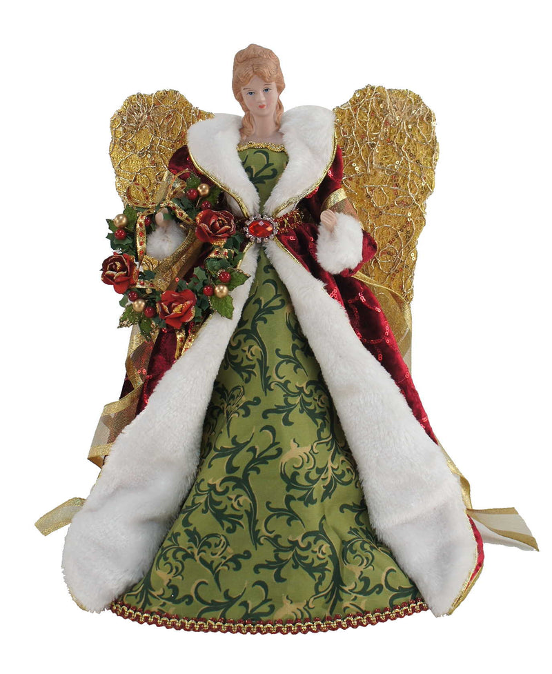 Angel Tree Topper - Red/Green/Gold - 16 Inch - The Country Christmas Loft