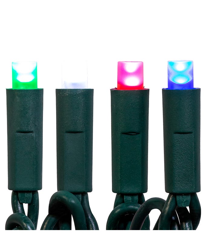 50-Light 5mm Multi-Color Frost LED Green Wire Light Set - The Country Christmas Loft