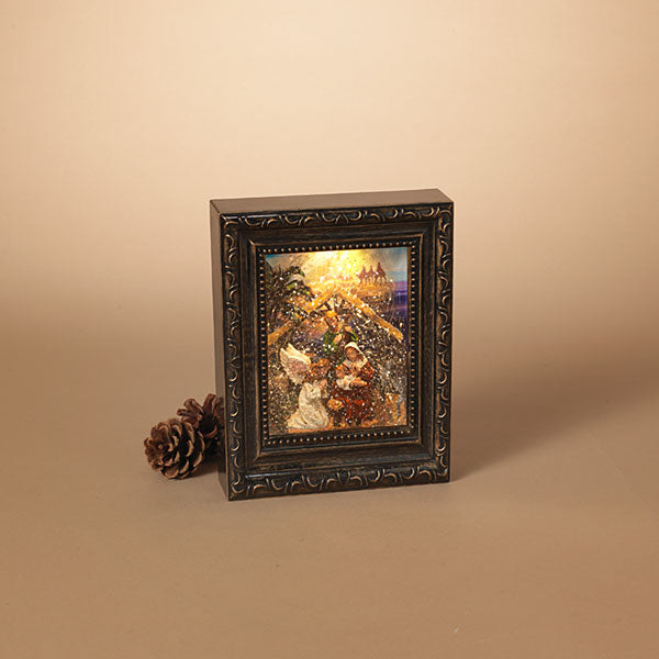 Lighted Nativity Design Spinning Water Globe Frame - The Country Christmas Loft