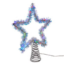 Color Changing LED Silver Tinsel Star Treetop - 12 Inch